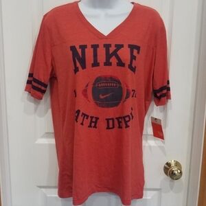 Nike Women's Red Graphic V-Neck Top
